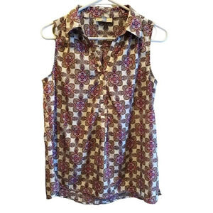 DANA BUCHMAN EUC WOMENS SLEEVELESS TOP BLOUSE SHIRT TSHIRT SUMMER OFFICE SIZE S